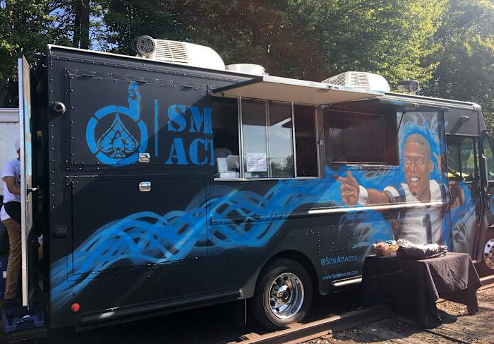 Cam Newton’s BBQ outside the Panthers game.